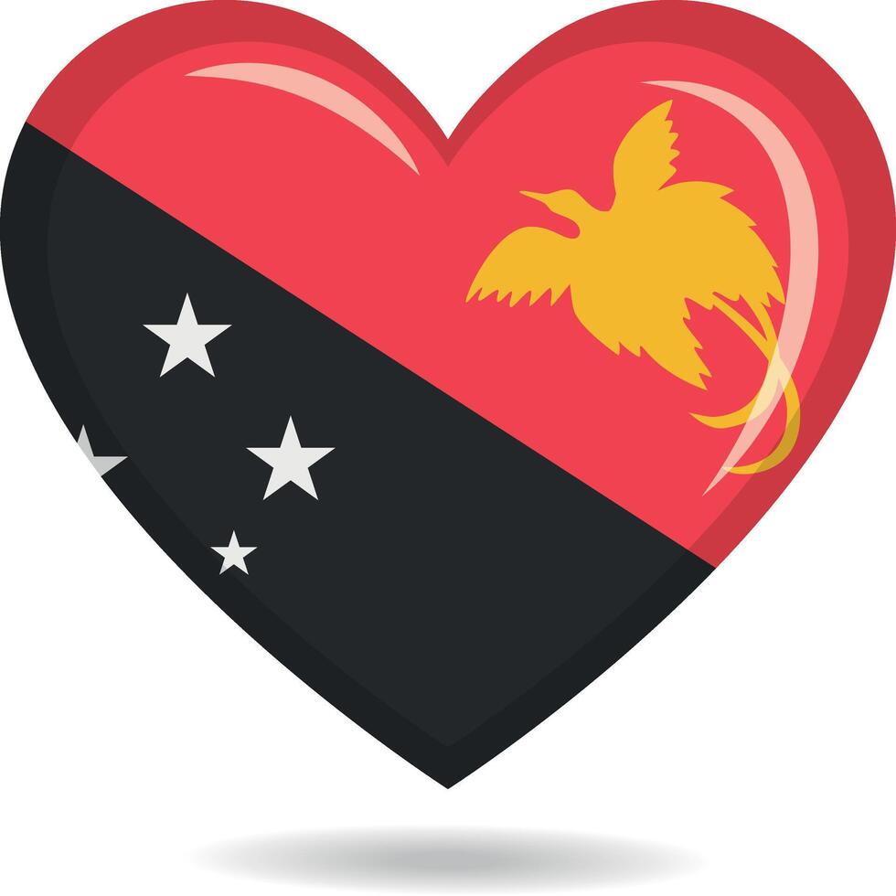Papua New Guinea national flag in heart shape illustration vector