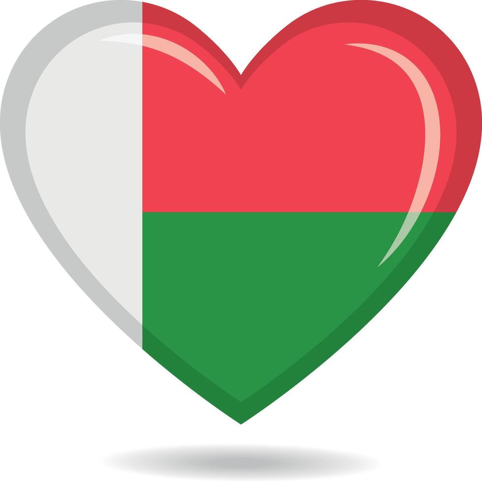 Madagascar national flag in heart shape illustration vector