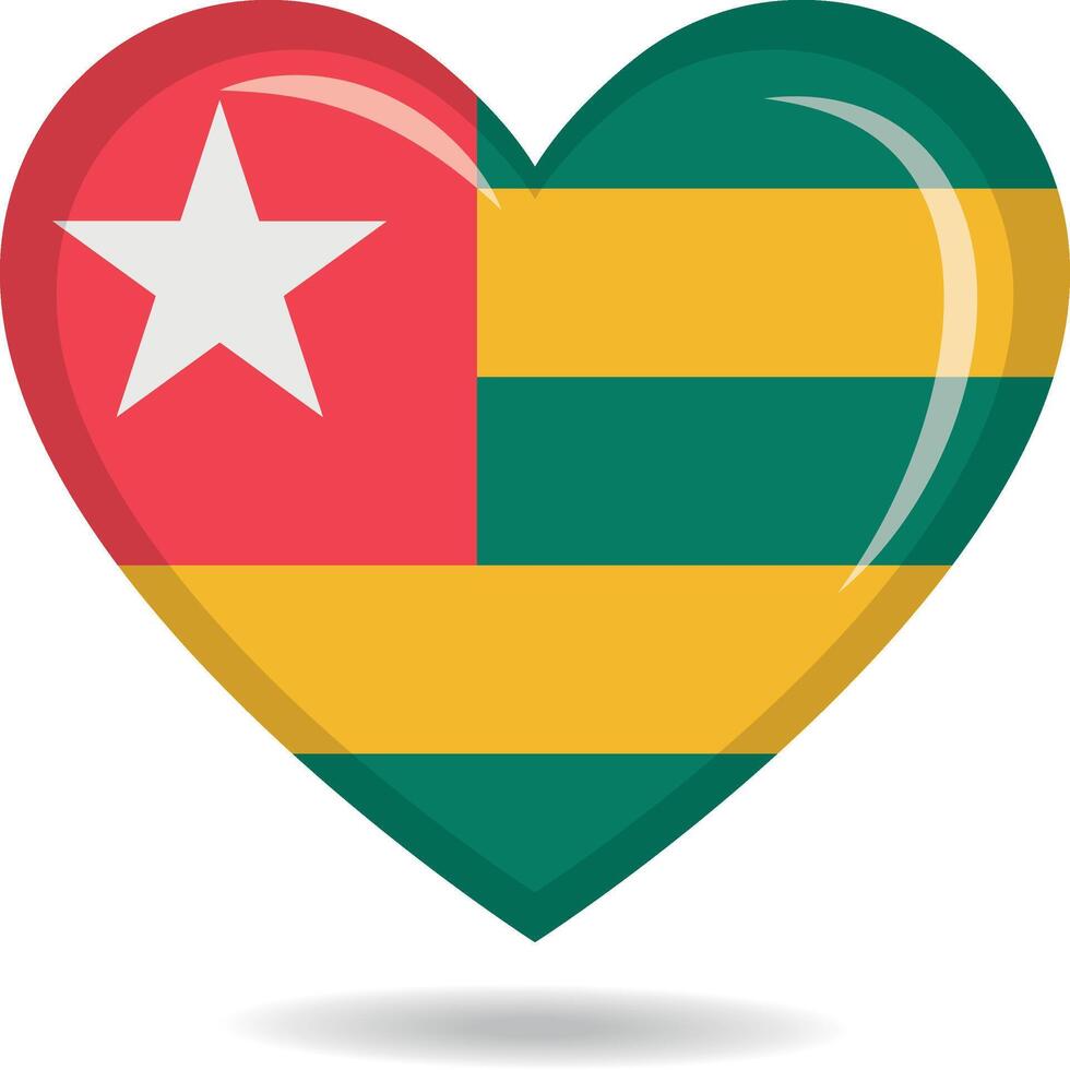 Togo national flag in heart shape illustration vector
