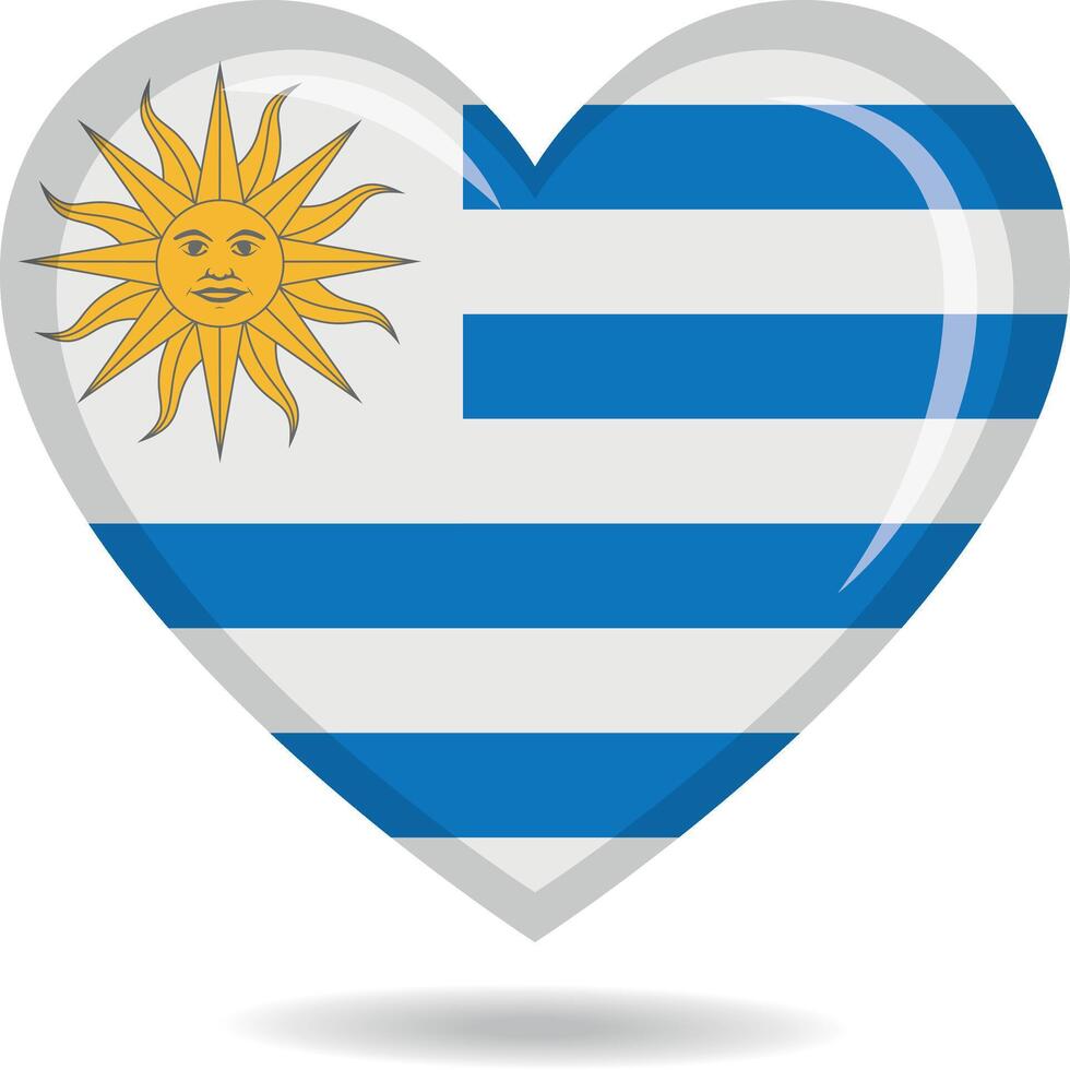 Uruguay national flag in heart shape illustration vector