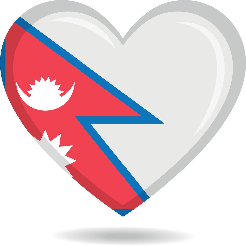 Nepal national flag in heart shape illustration vector