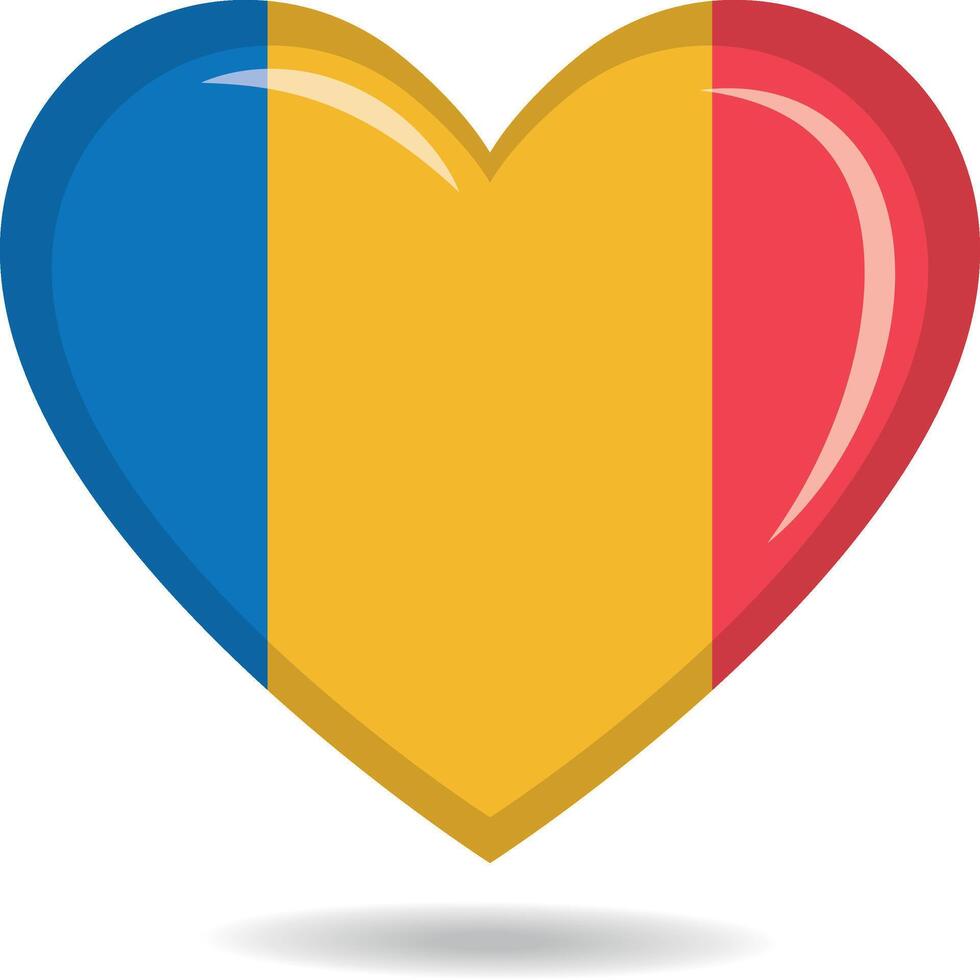 Romania national flag in heart shape illustration vector