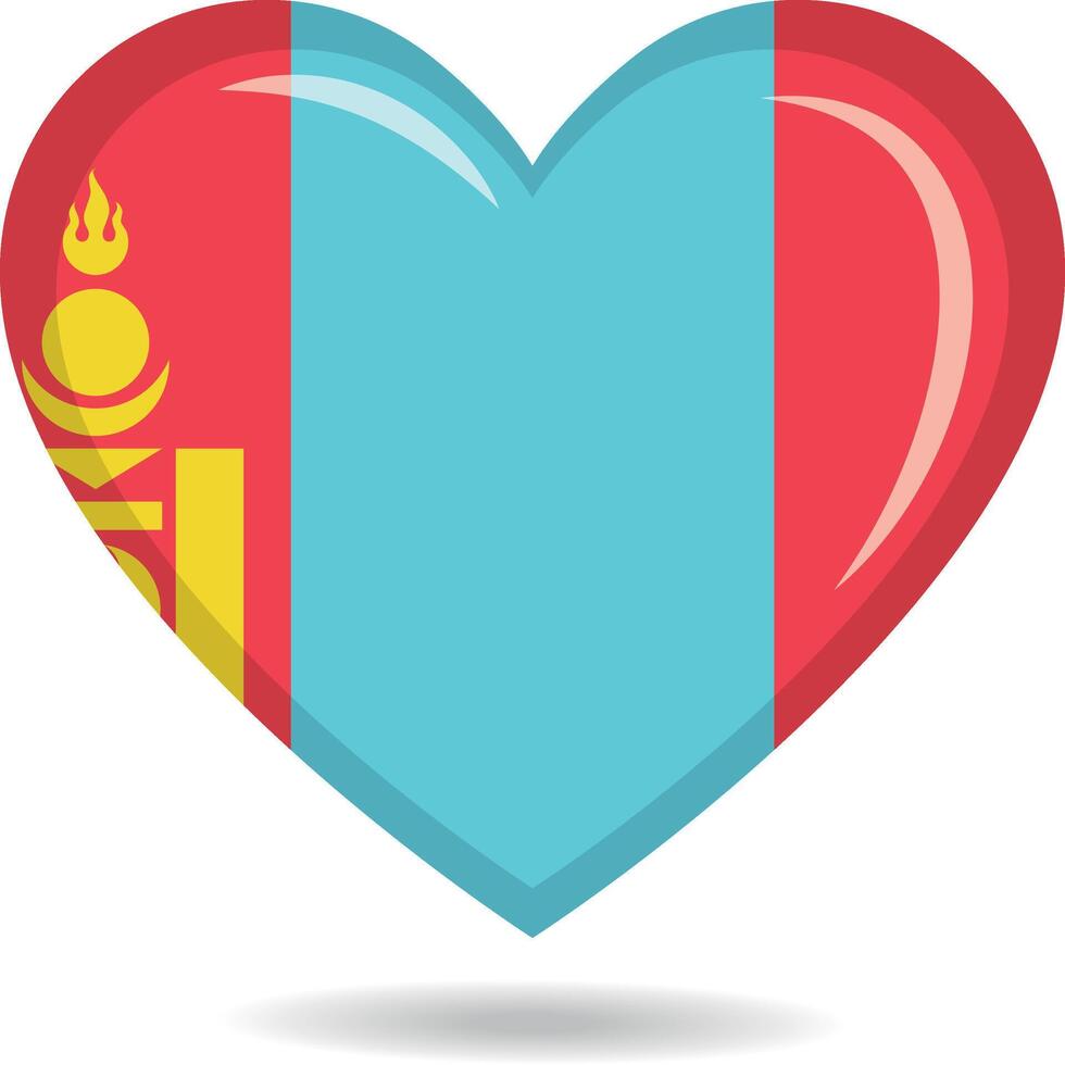 Mongolia national flag in heart shape illustration vector