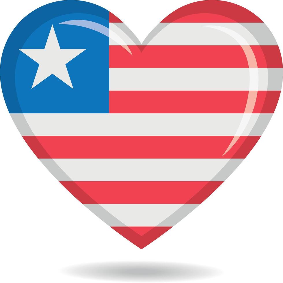 Liberia national flag in heart shape illustration vector
