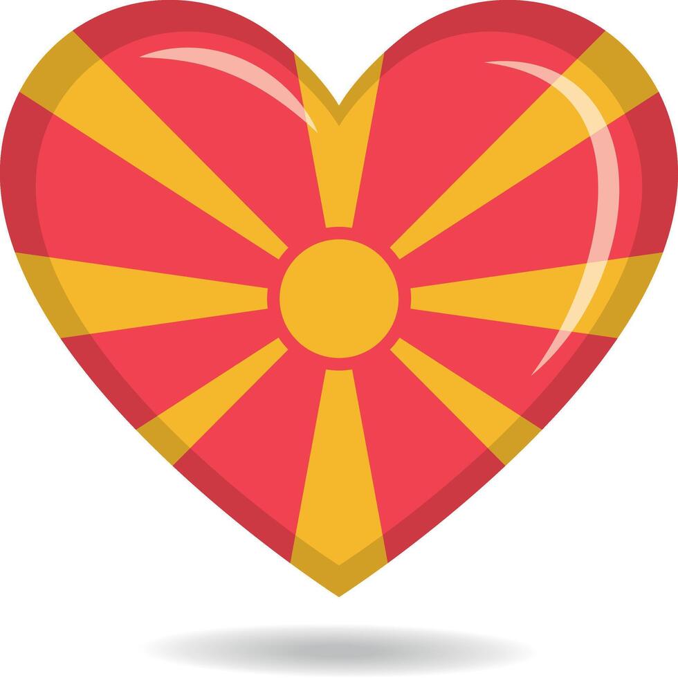 Macedonia national flag in heart shape illustration vector
