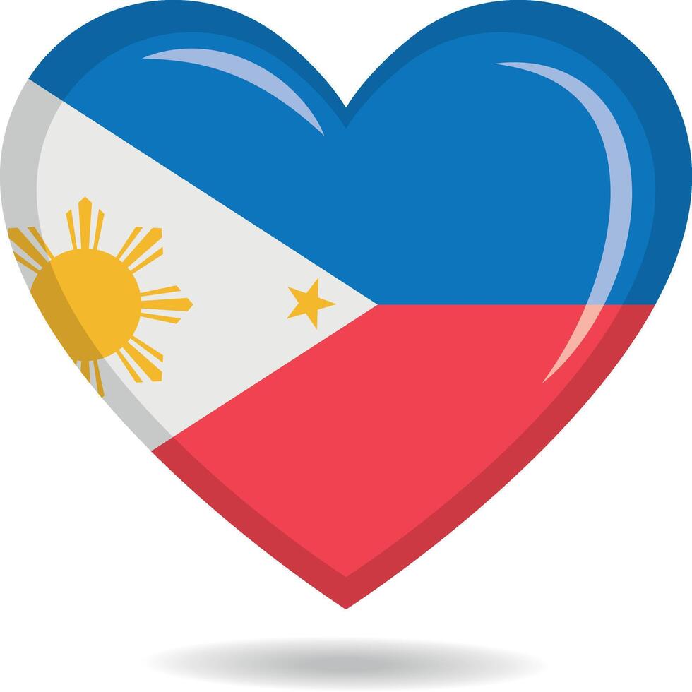 Philippines national flag in heart shape illustration vector