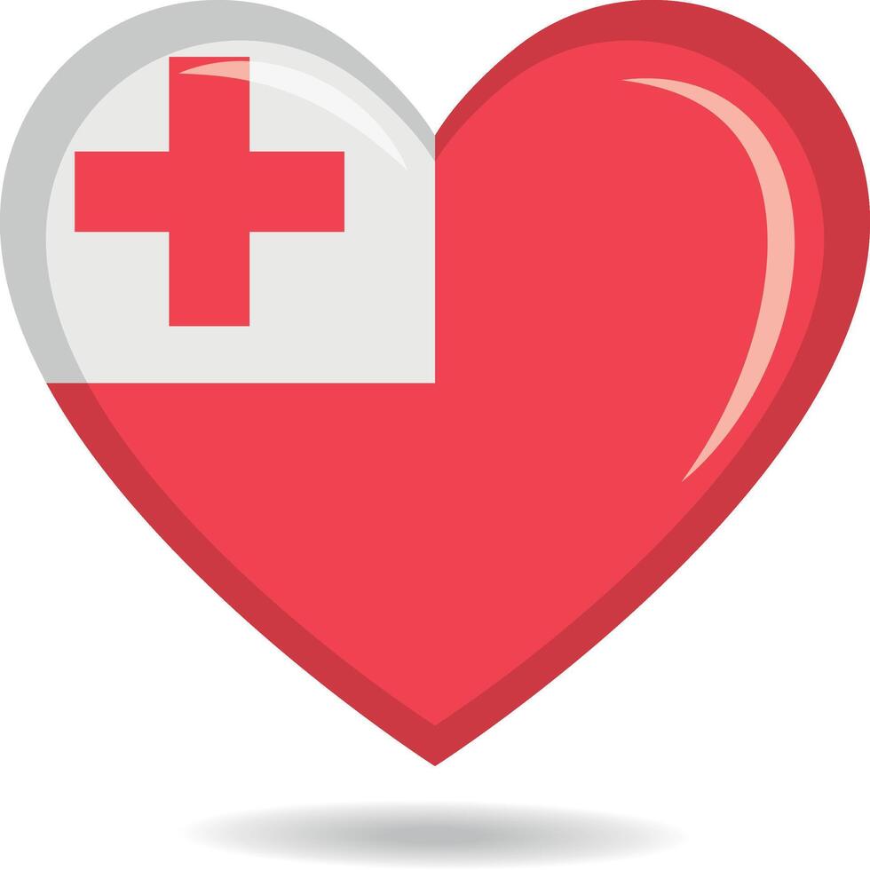 Tonga national flag in heart shape illustration vector