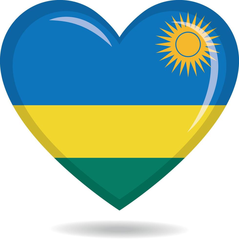 Rwanda national flag in heart shape illustration vector