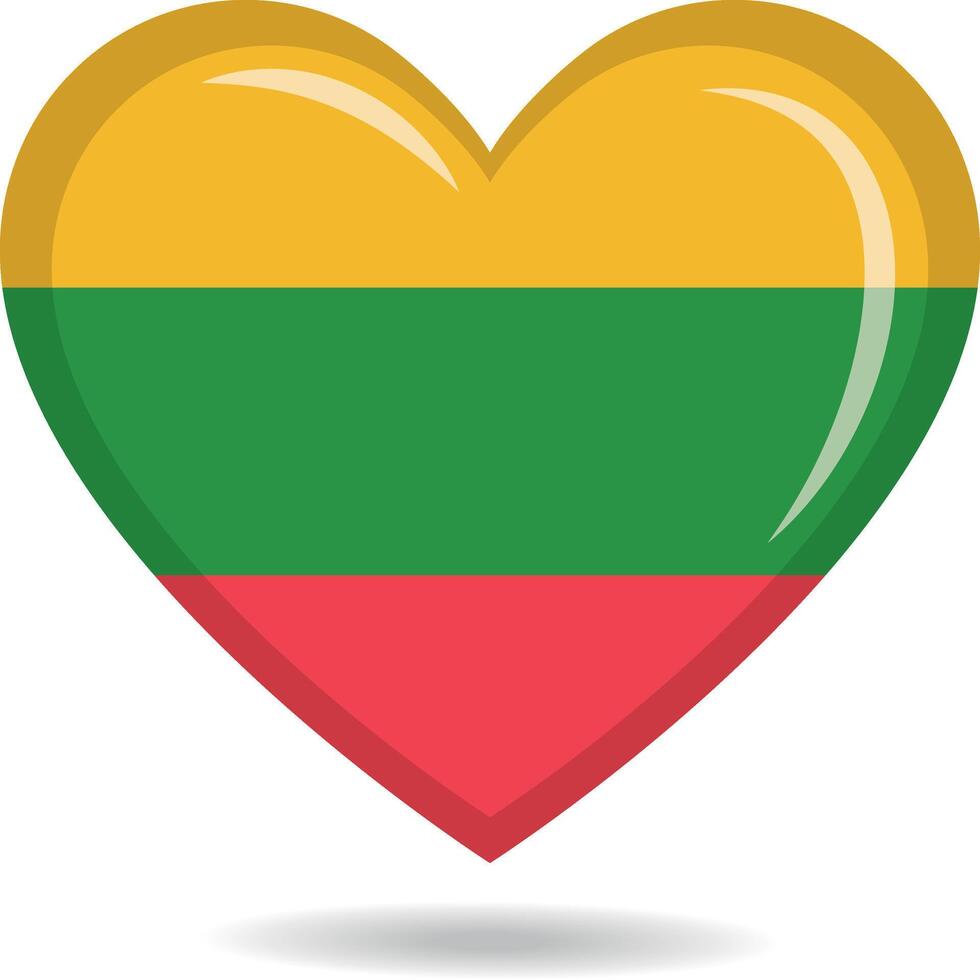 Lithuania national flag in heart shape illustration vector