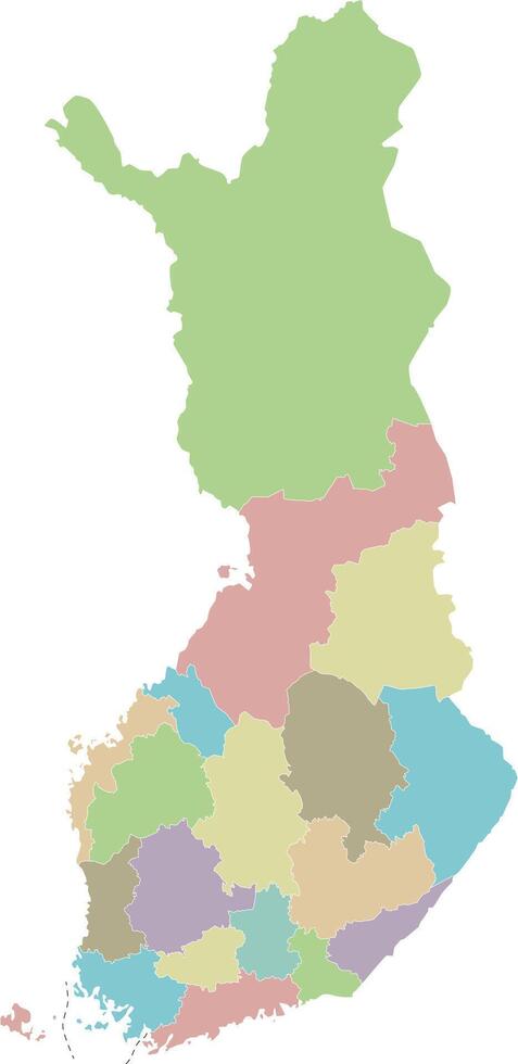 blank map of Finland with regions or counties and administrative divisions. Editable and clearly labeled layers. vector