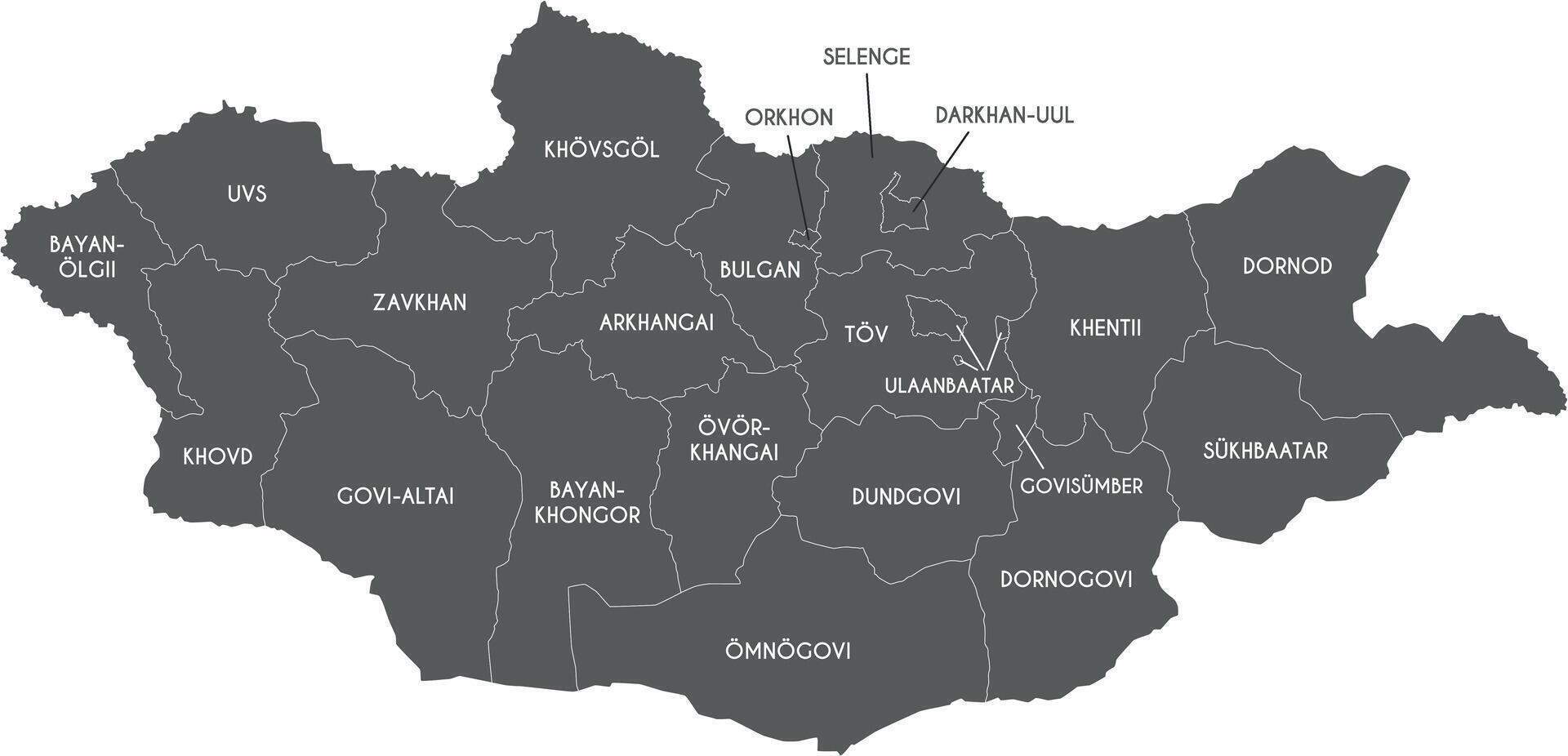 regional map of Mongolia with provinces and administrative divisions. Editable and clearly labeled layers. vector