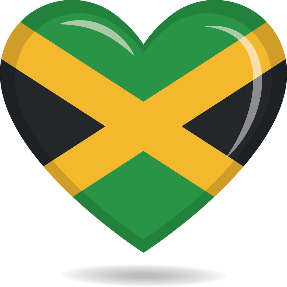 Jamaica national flag in heart shape illustration vector