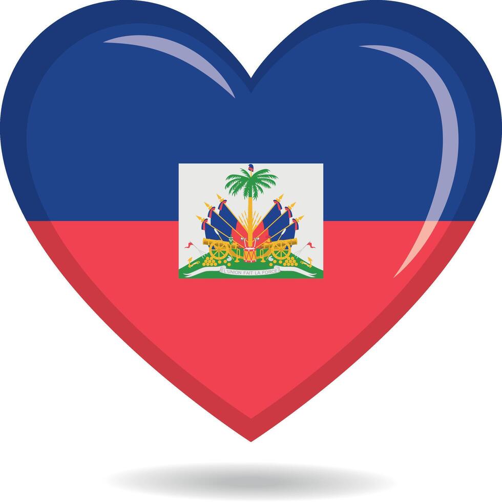 Haiti national flag in heart shape illustration vector
