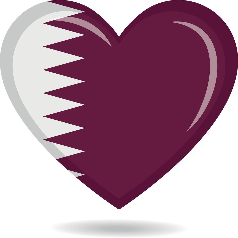 Qatar national flag in heart shape illustration vector