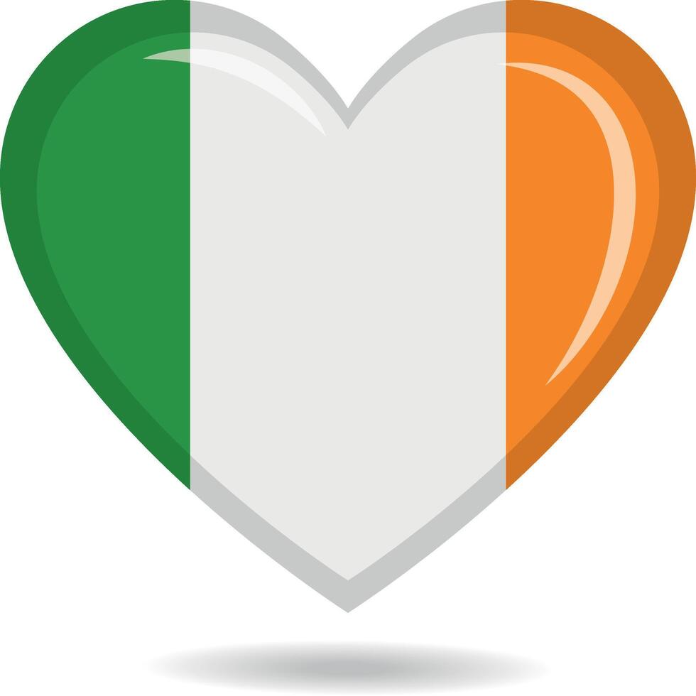 Ireland national flag in heart shape illustration vector
