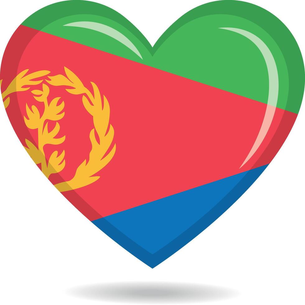 Eritrea national flag in heart shape illustration vector