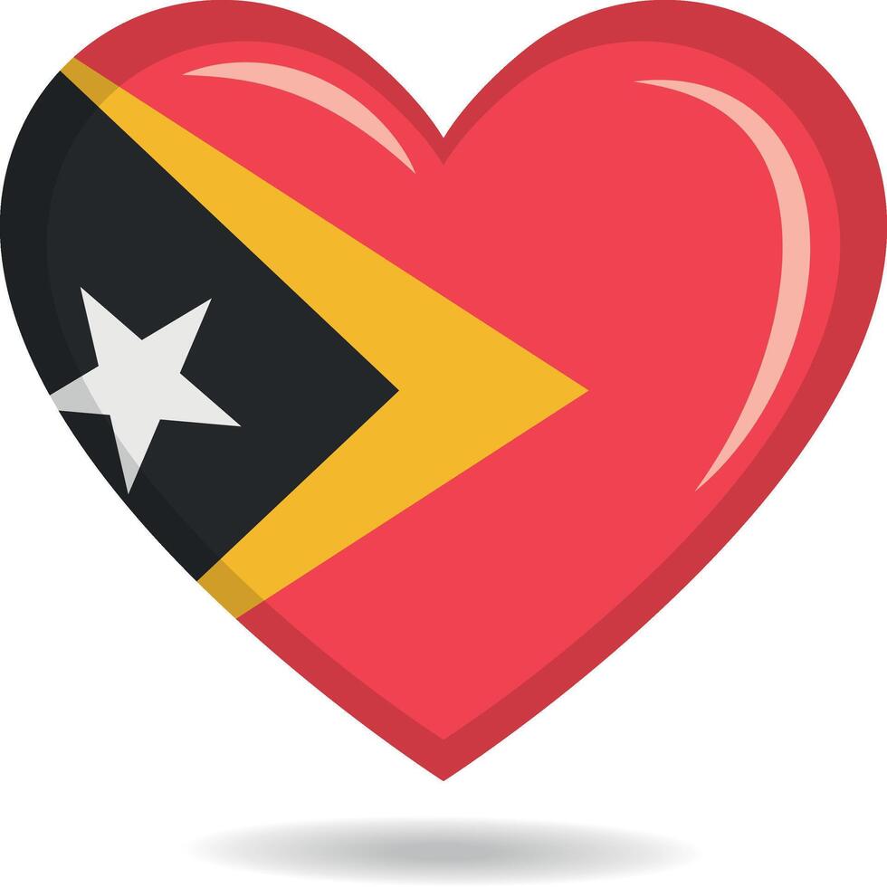East Timor national flag in heart shape illustration vector