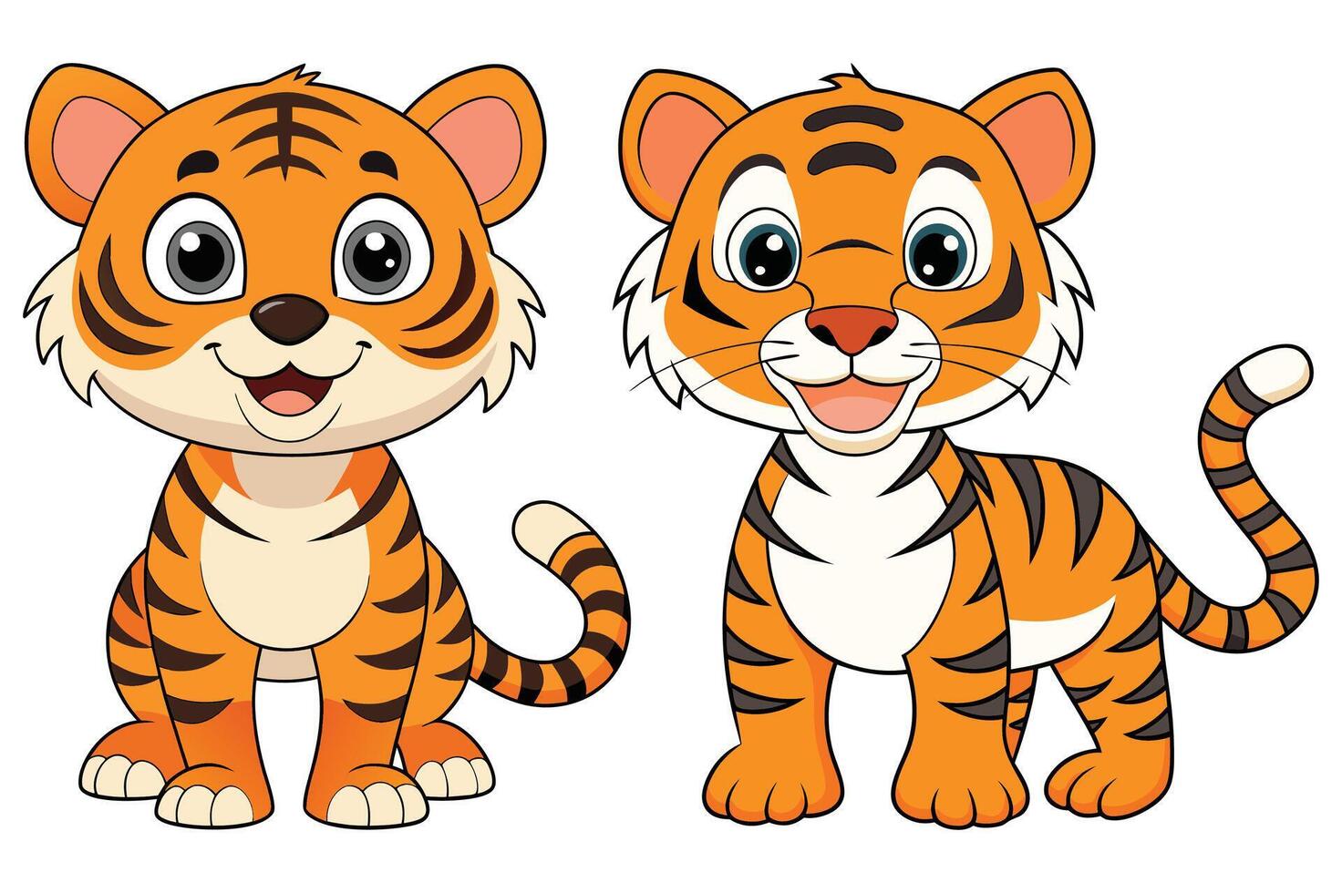 tiger cartoon isolated on white background vector