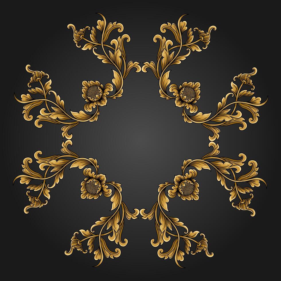 Square frame with luxurious gold circular floral ornaments vector