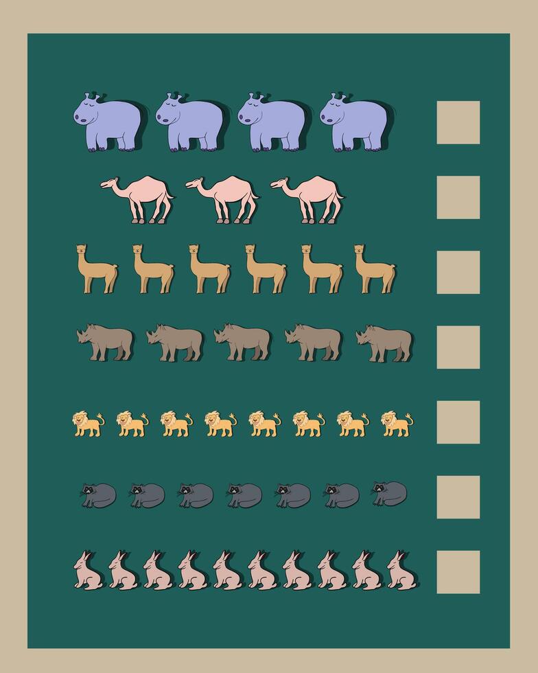 Mathematical tasks for preschool children. Teaching a child to count. vector