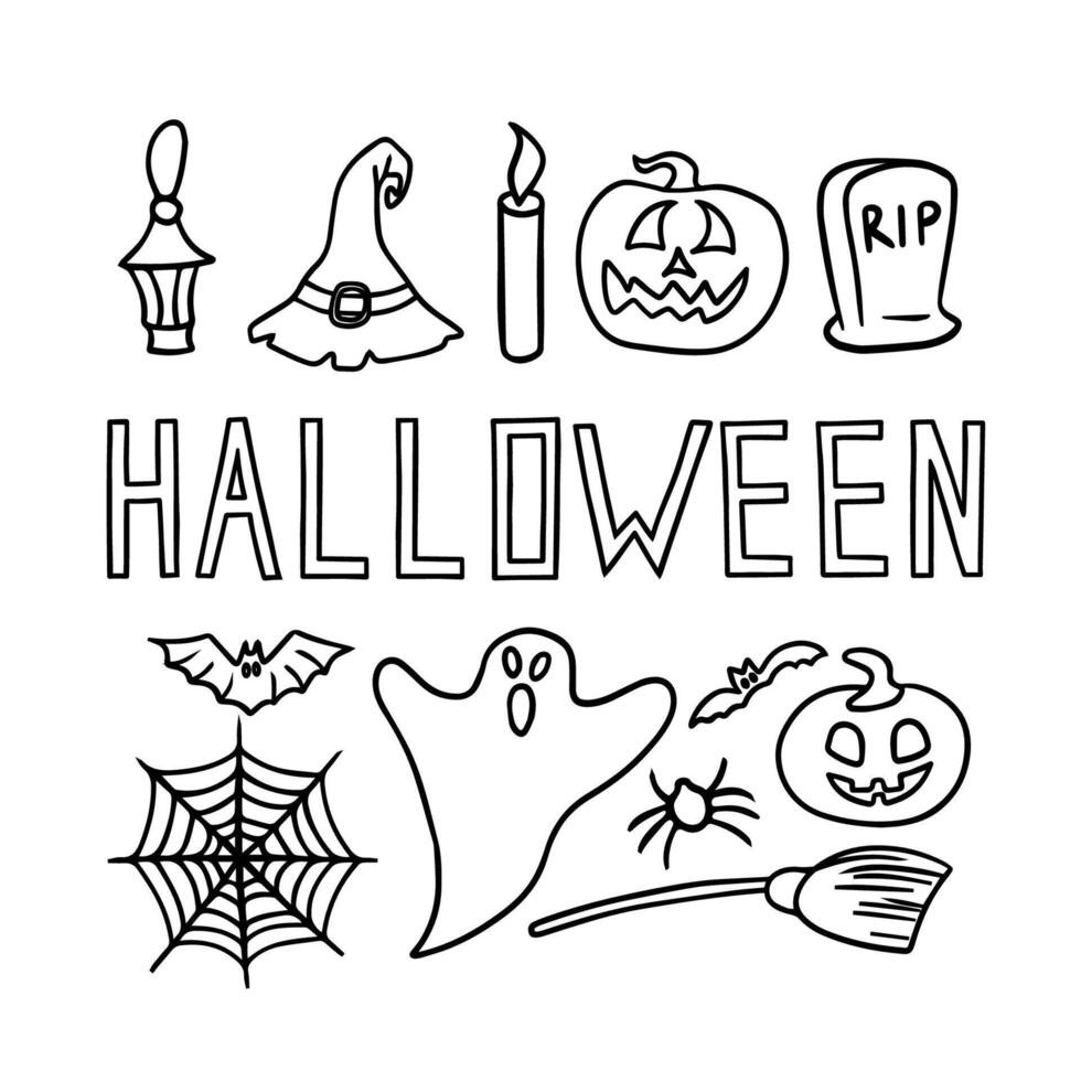 A set for the celebration of Halloween. vector