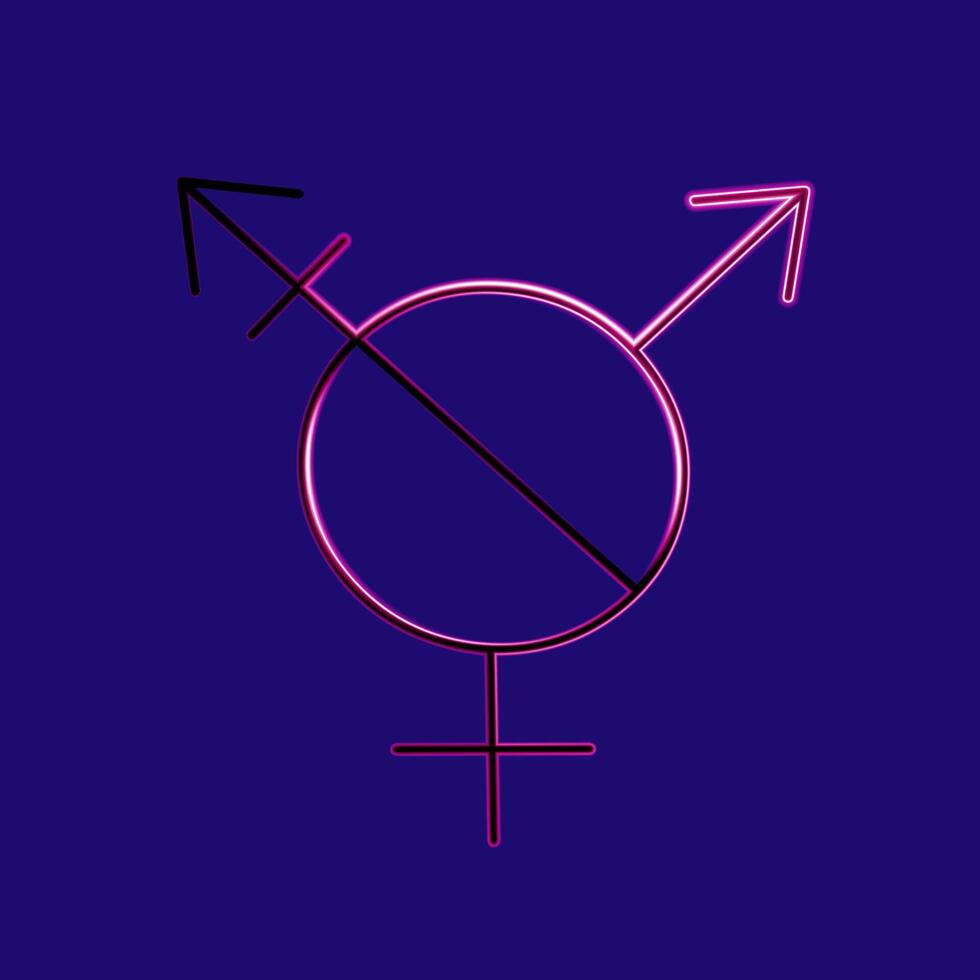 Illustration of gender symbol with neon effect. vector
