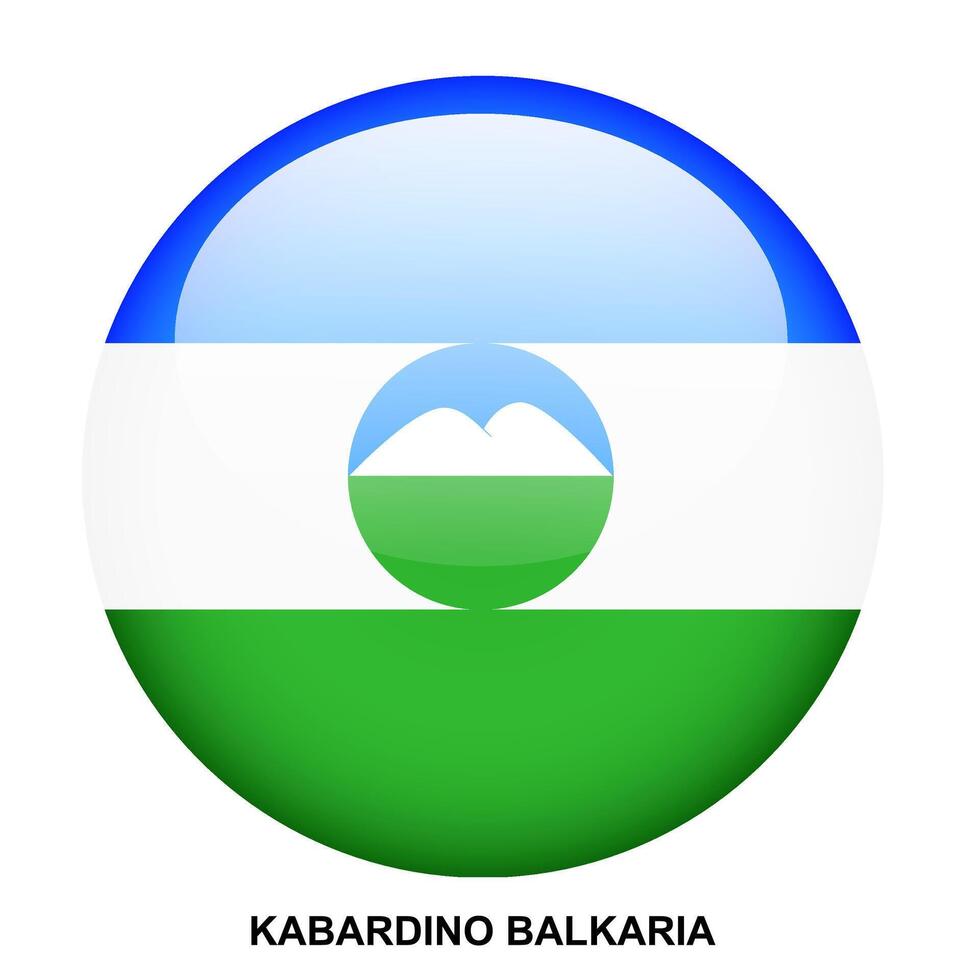 KABARDINO BALKARIA flag button on white background vector