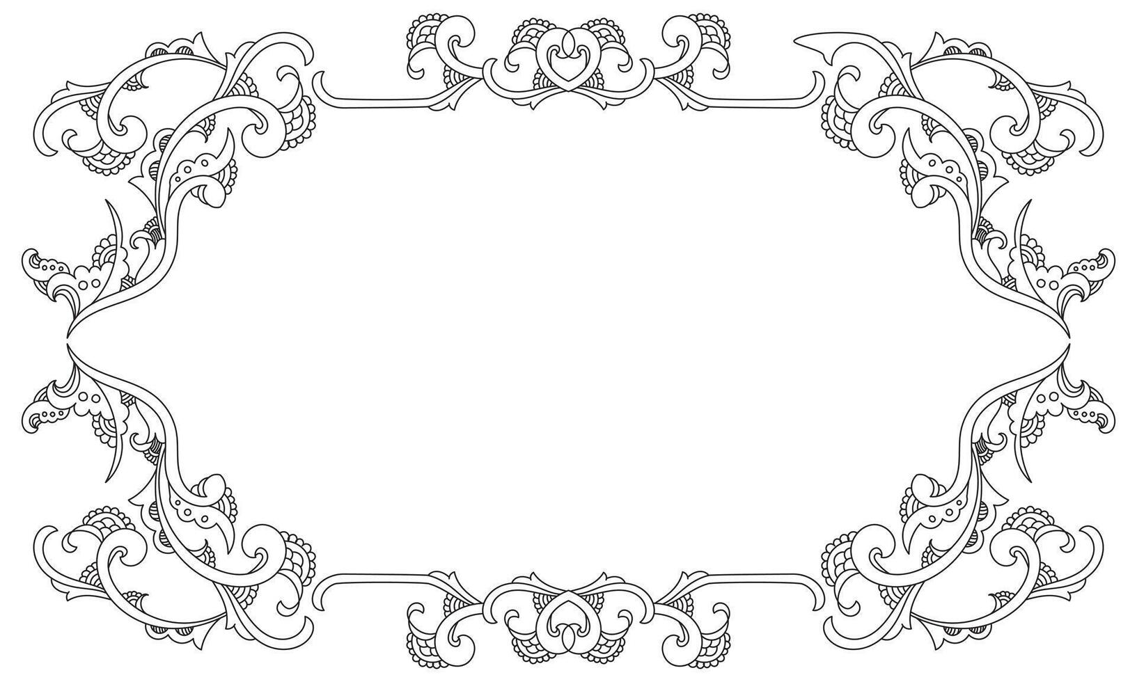 Decorative frame Elegant element for design. Floral black and white border. Lace illustration for invitations and greeting cards. - . vector