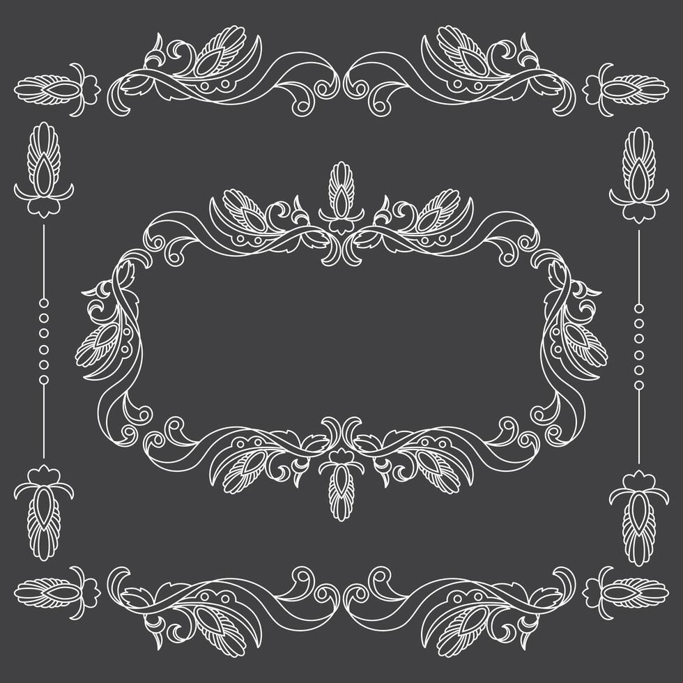 Decorative frame Elegant element for design. Floral black and white border. Lace illustration for invitations and greeting cards. - . vector