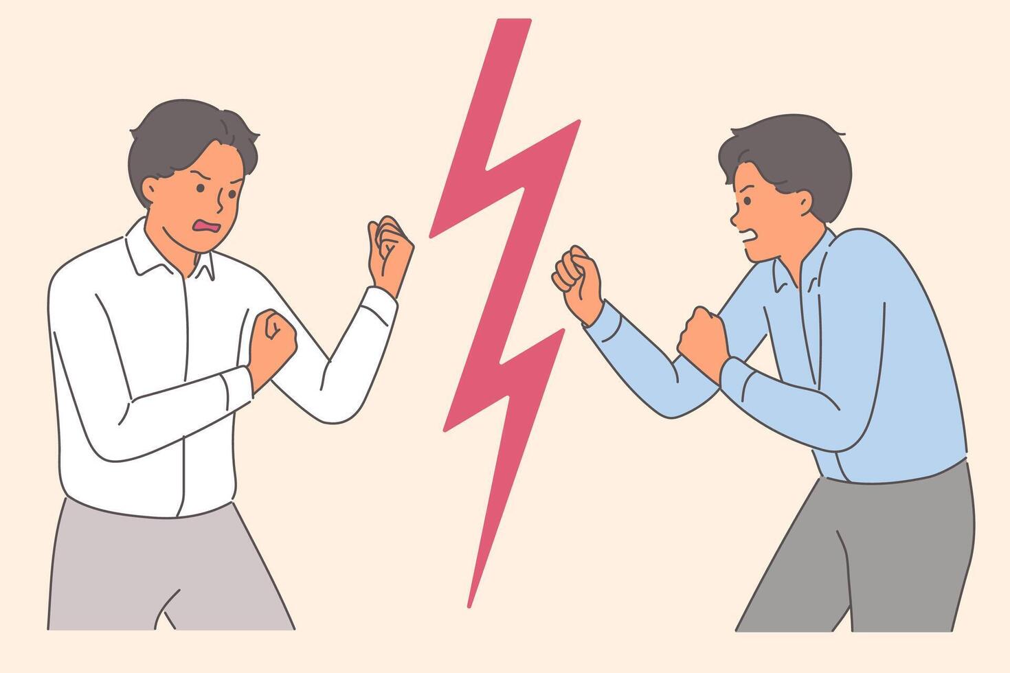 Conflict of business people fighting for right to get new position or salary increase vector