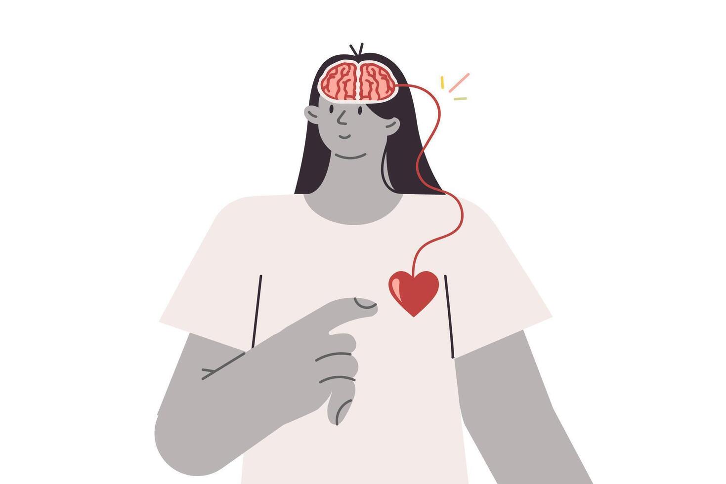Harmony of heart and brain for woman who cares about psychological health, for get rid of depression vector