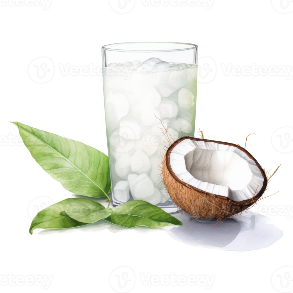 Coconut Water, Beverages Illustration. Watercolor Style png