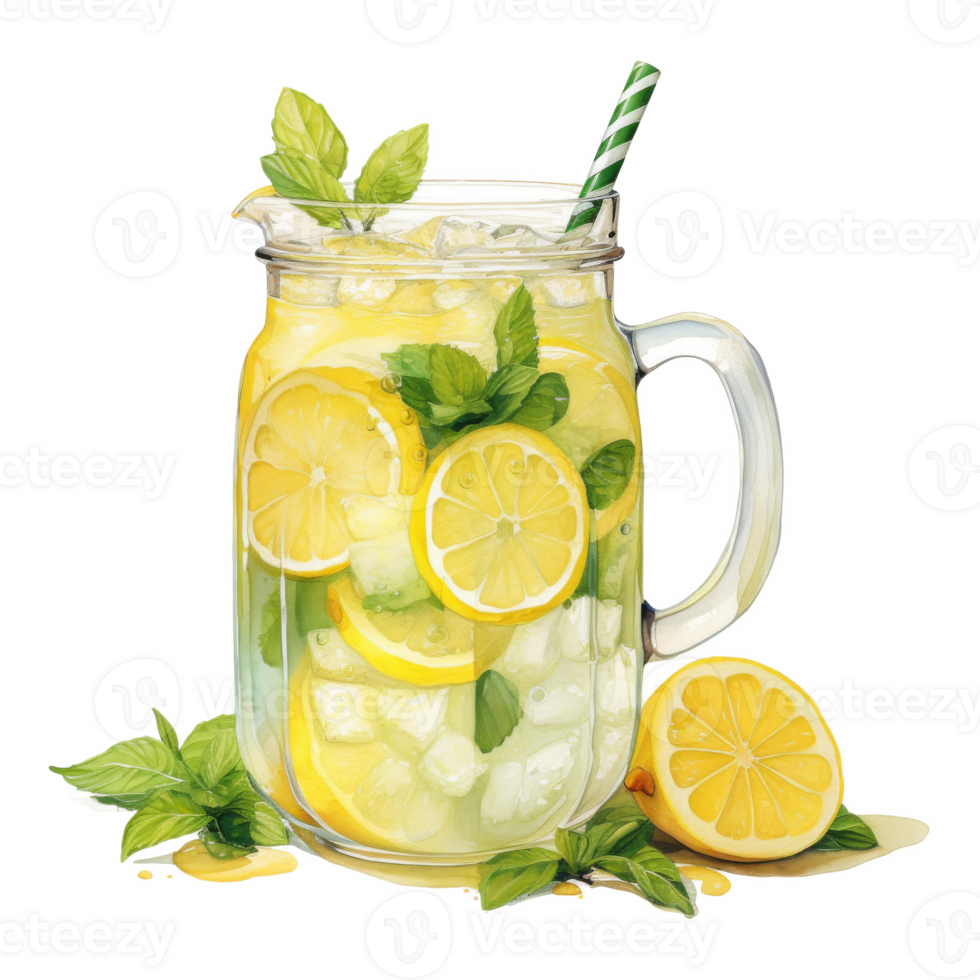 Lemonade, Beverages Illustration. Watercolor Style png