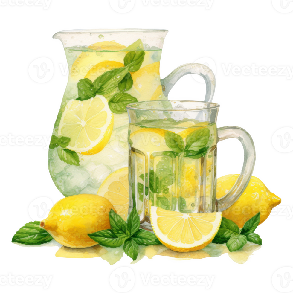 Lemonade, Beverages Illustration. Watercolor Style png