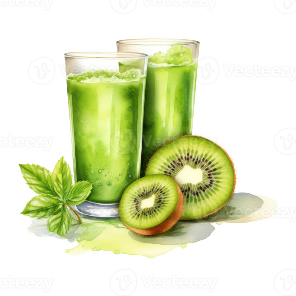 Kiwi Juice, Beverages Illustration. Watercolor Style png