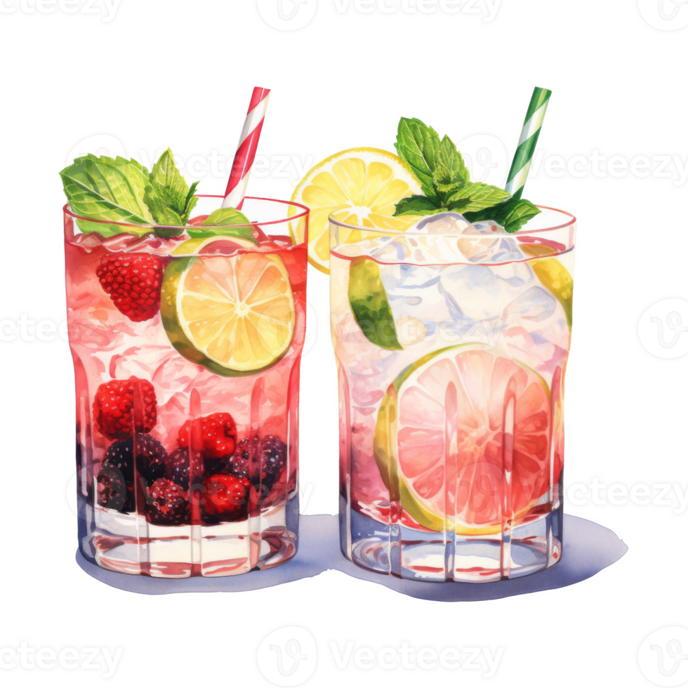 Cocktails, Beverages Illustration. Watercolor Style png