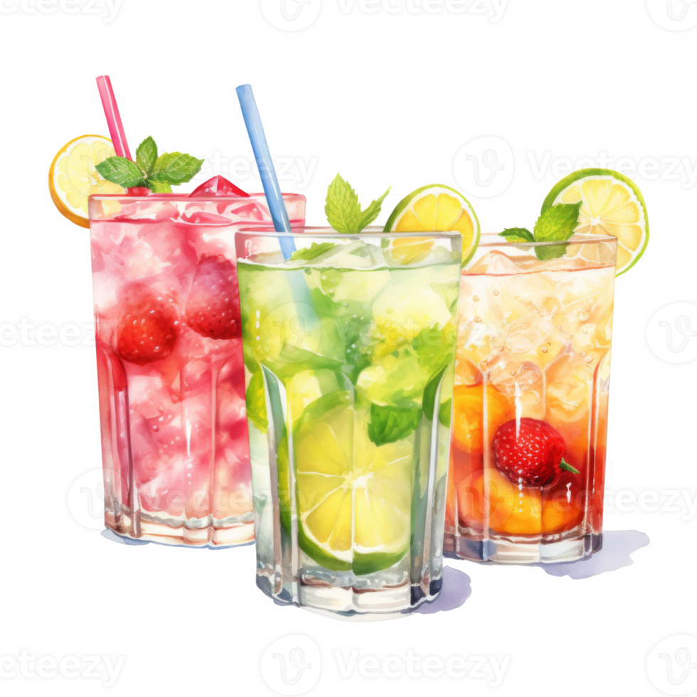 Cocktails, Beverages Illustration. Watercolor Style png