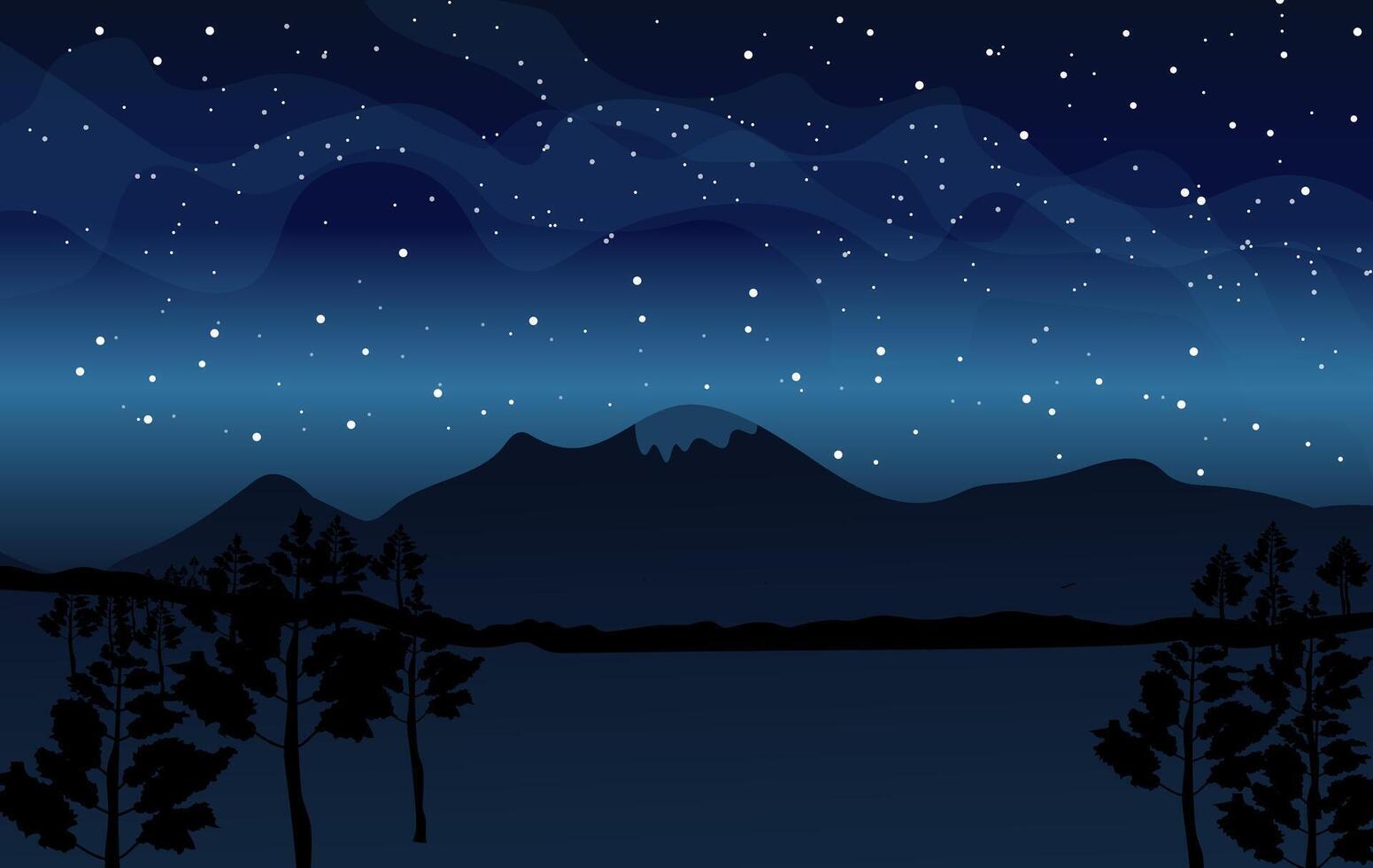 Flat illustration of beautiful starry night sky and the milky way vector