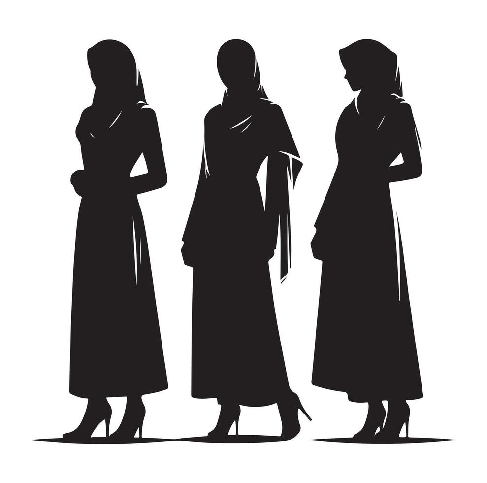 hijab style standing silhouette vector