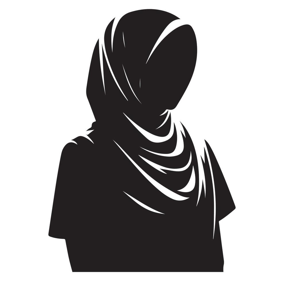 hijab style standing silhouette vector