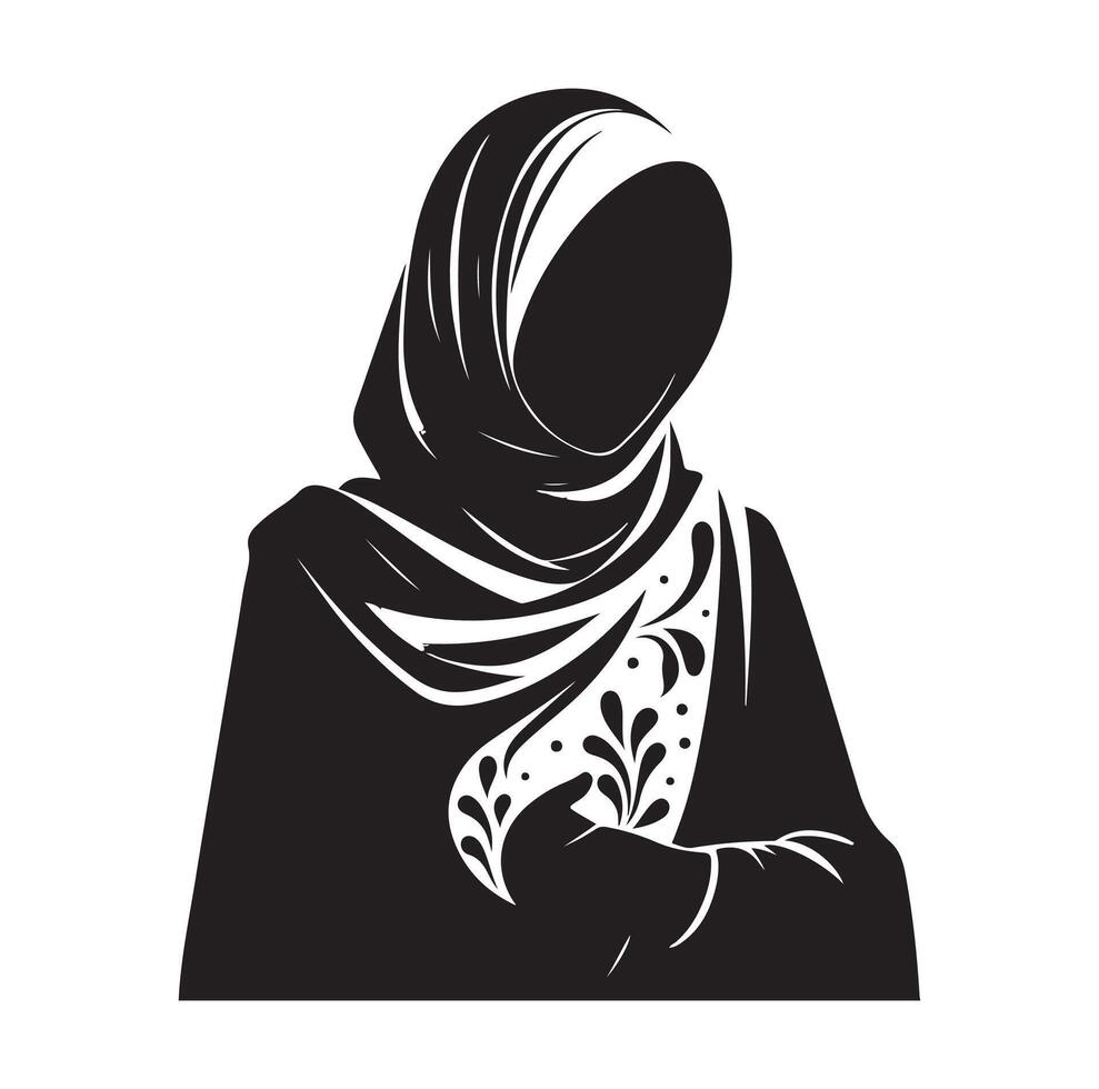 hijab style standing silhouette vector
