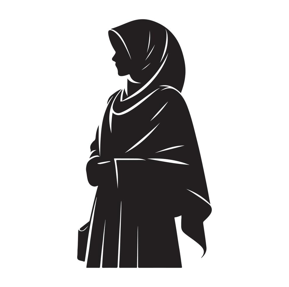 hijab style standing silhouette vector