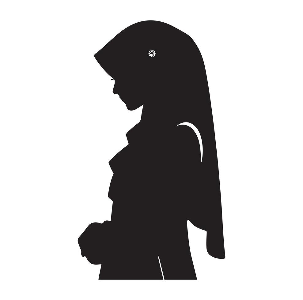 hijab style standing silhouette vector