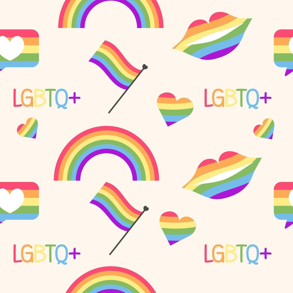 Seamless pattern of lgbt elements, Pride Month vector