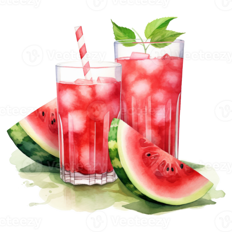Watermelon Juice, Beverages Illustration. Watercolor Style png
