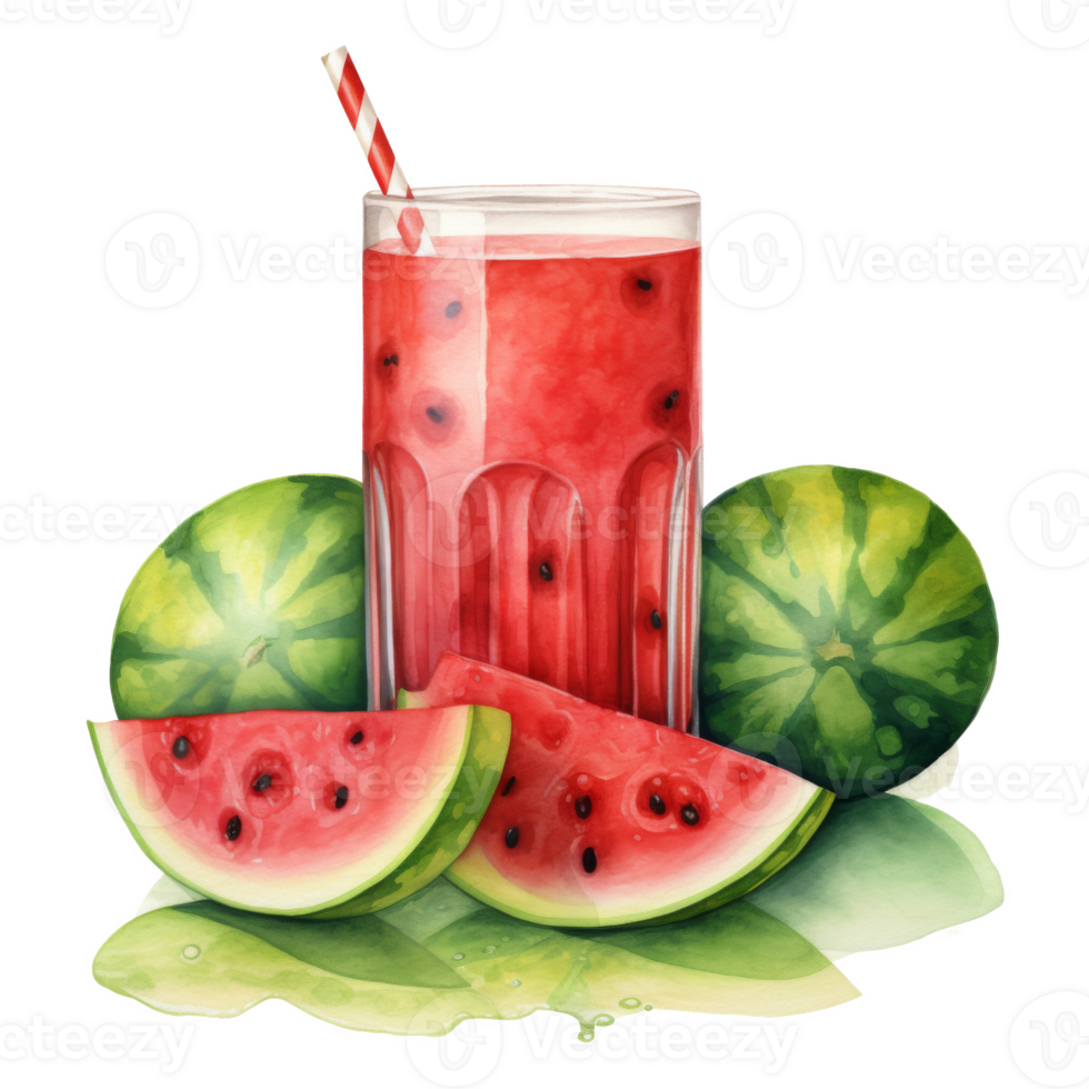 Watermelon Juice, Beverages Illustration. Watercolor Style png