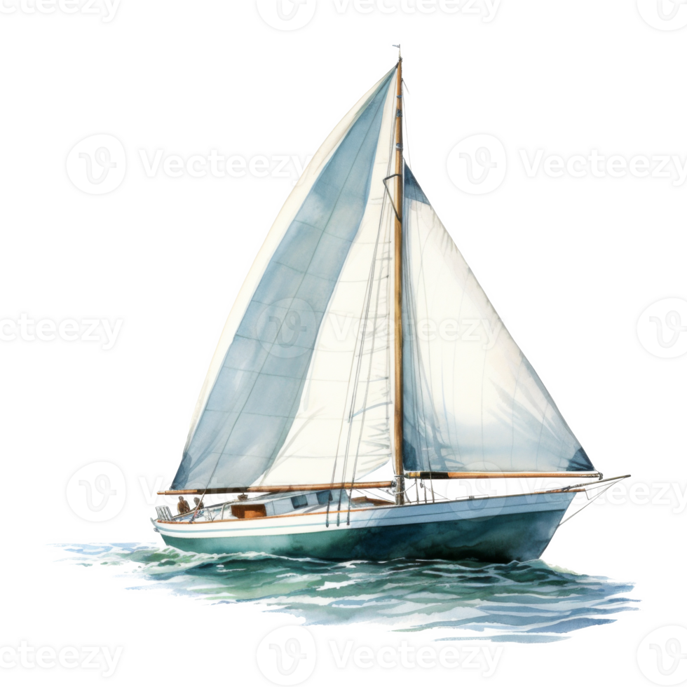 Sailboat, Transportation Illustration. Watercolor Style png