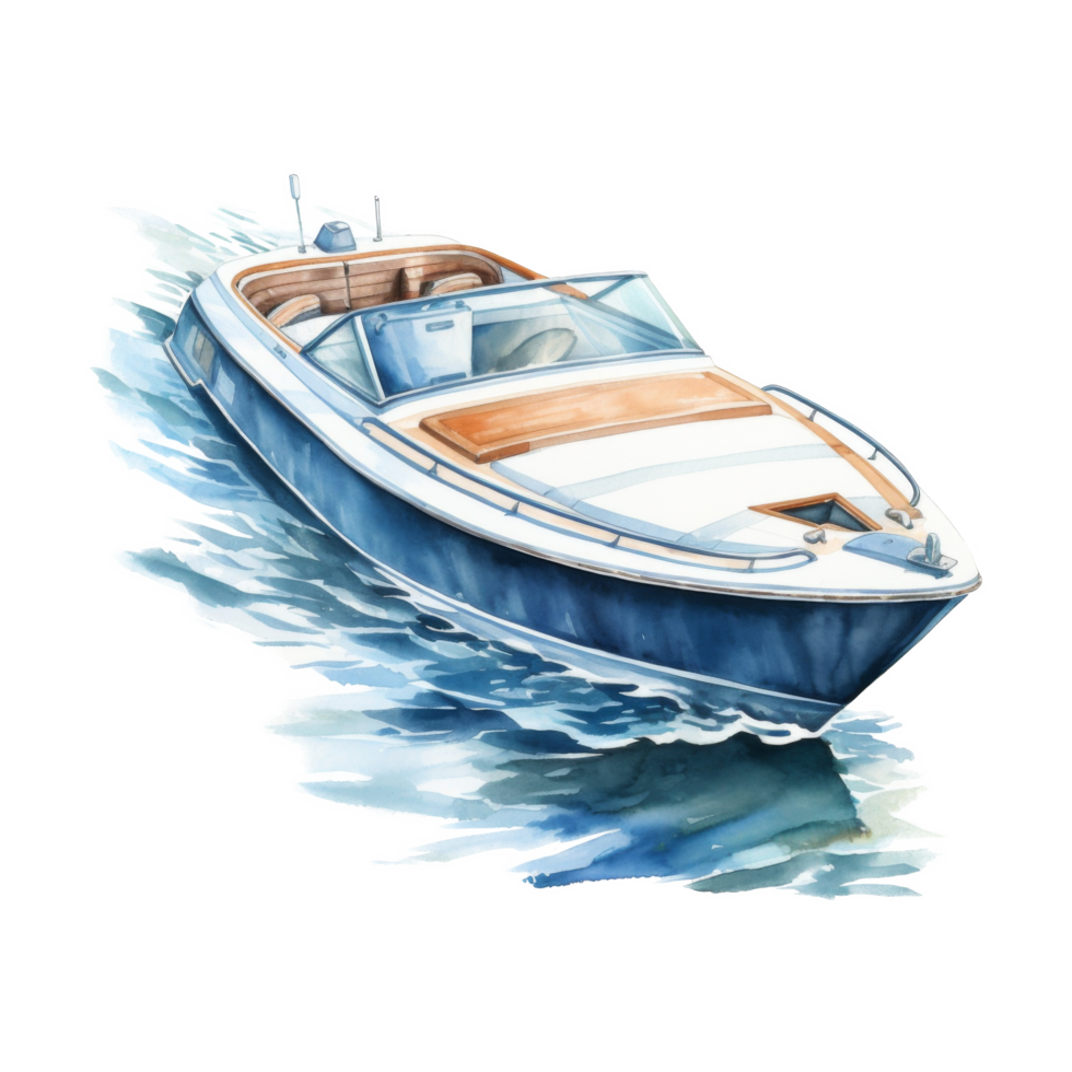 Speed Boat, Transportation Illustration. Watercolor Style png