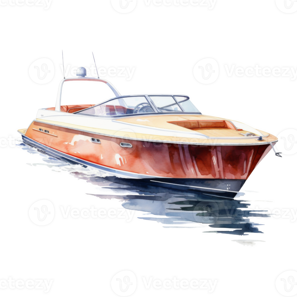 Speed Boat, Transportation Illustration. Watercolor Style png
