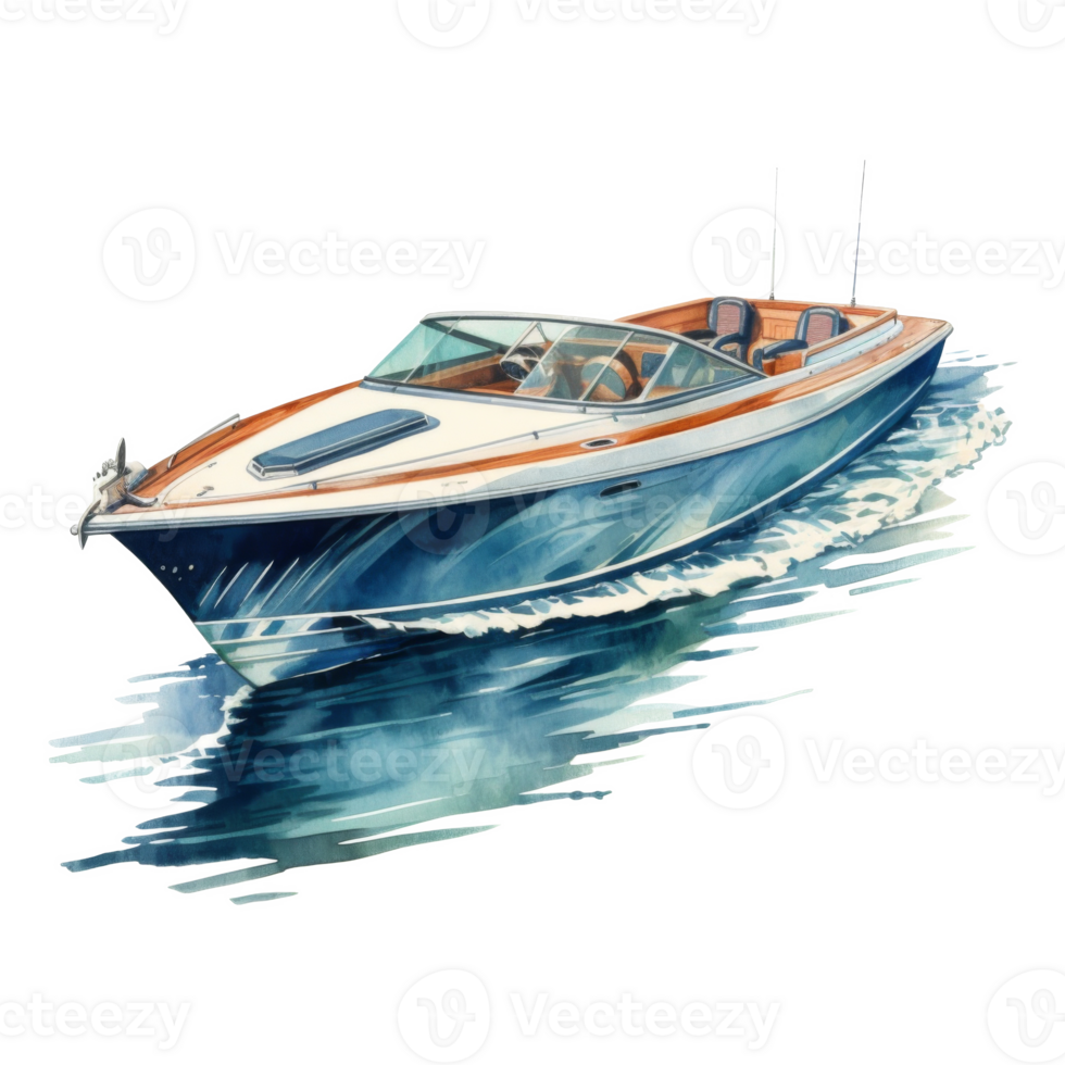 Speed Boat, Transportation Illustration. Watercolor Style png